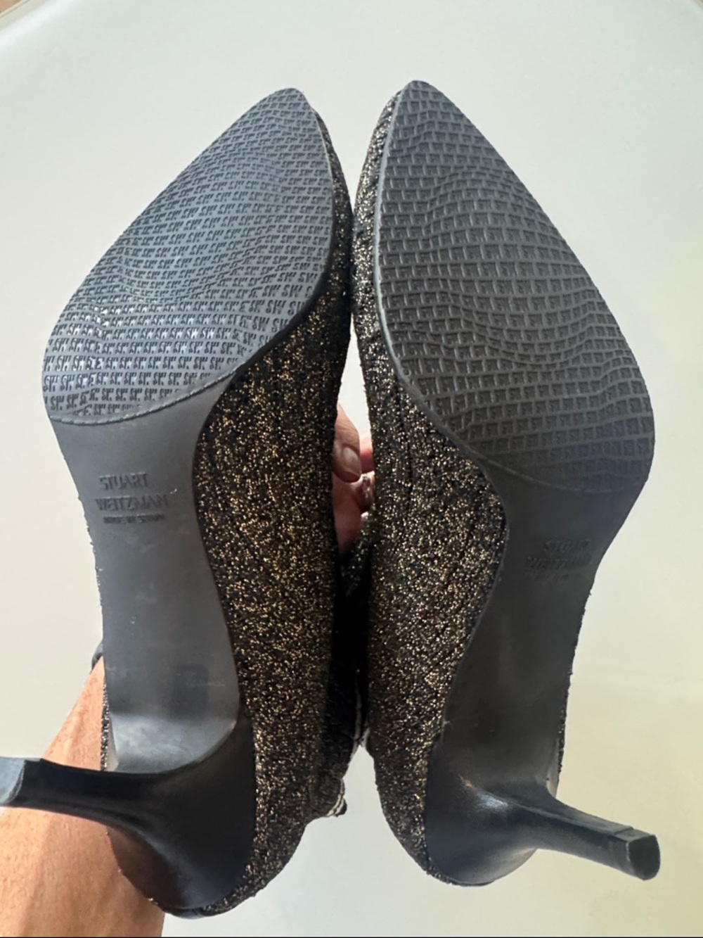 Stuart Weitzman Waverly Sock Bootie Black Metallic Size 7.5 - Picture 8 of 9
